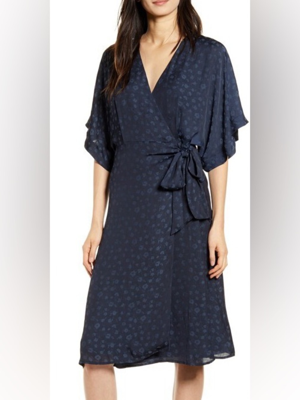 Chelsea 28 Blue Floral Wrap Front Dress, XS